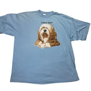 Vintage Lhasa Apso Tee Jay T-Shirt XXXL Single Stitch Blue Select T Dog Lover